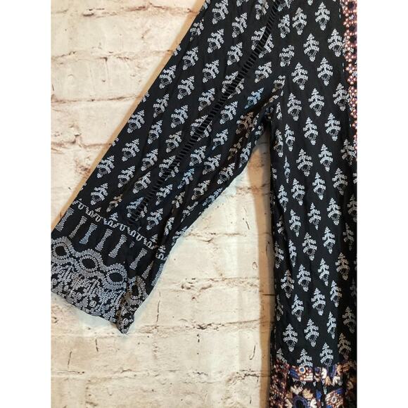 Vanessa Virginia Anthropologie Peasant Dress Womens Medium Black Full Embroidery - Picture 2 of 14
